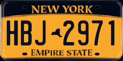 NY license plate HBJ2971
