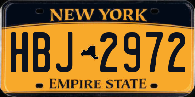 NY license plate HBJ2972