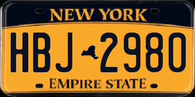 NY license plate HBJ2980