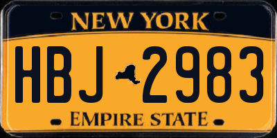 NY license plate HBJ2983