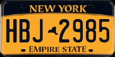 NY license plate HBJ2985