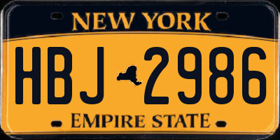 NY license plate HBJ2986