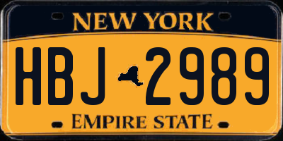 NY license plate HBJ2989