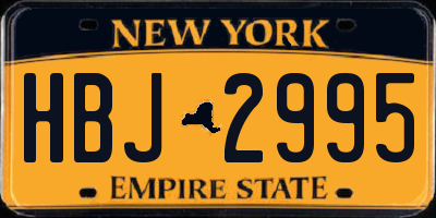 NY license plate HBJ2995