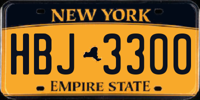 NY license plate HBJ3300