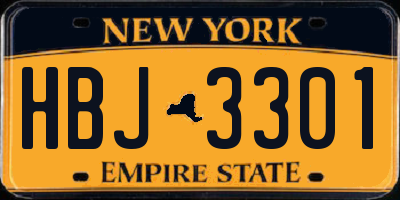 NY license plate HBJ3301