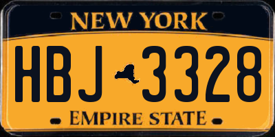 NY license plate HBJ3328