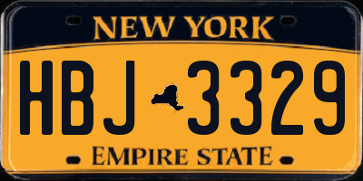 NY license plate HBJ3329