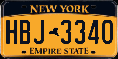 NY license plate HBJ3340