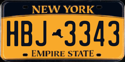 NY license plate HBJ3343