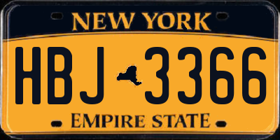 NY license plate HBJ3366
