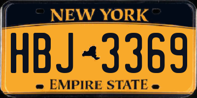 NY license plate HBJ3369