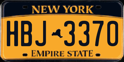 NY license plate HBJ3370