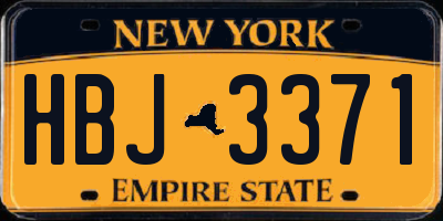 NY license plate HBJ3371