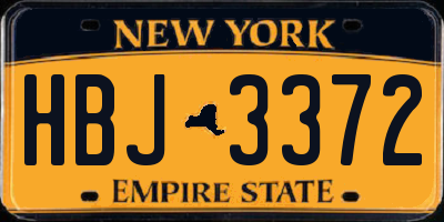 NY license plate HBJ3372