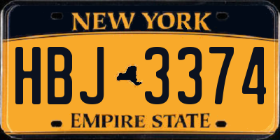 NY license plate HBJ3374