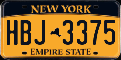 NY license plate HBJ3375