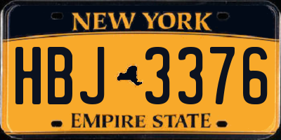 NY license plate HBJ3376