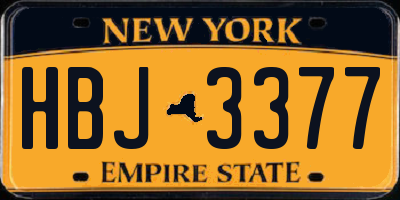 NY license plate HBJ3377