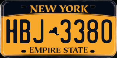 NY license plate HBJ3380