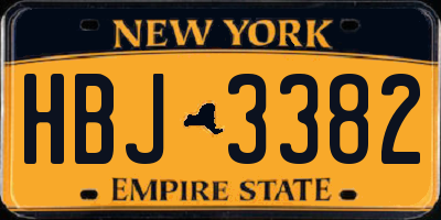 NY license plate HBJ3382