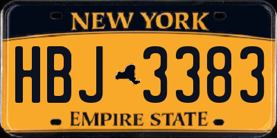 NY license plate HBJ3383