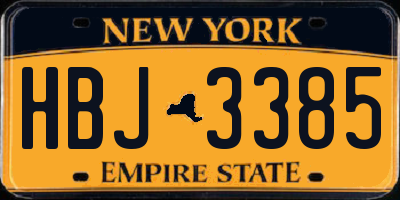 NY license plate HBJ3385