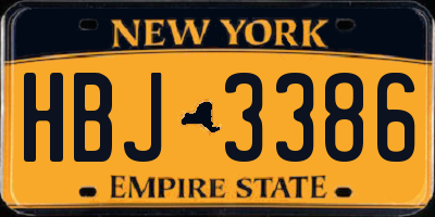 NY license plate HBJ3386
