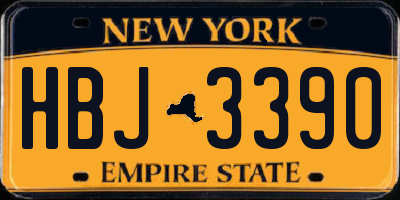 NY license plate HBJ3390