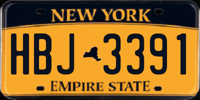 NY license plate HBJ3391