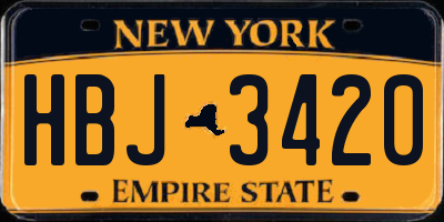 NY license plate HBJ3420