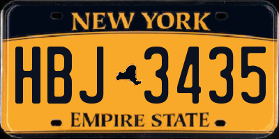 NY license plate HBJ3435