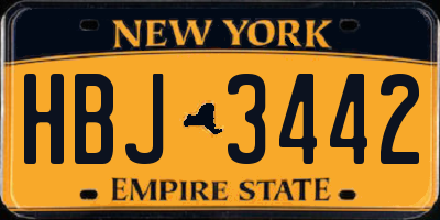 NY license plate HBJ3442