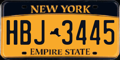 NY license plate HBJ3445