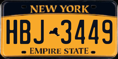 NY license plate HBJ3449