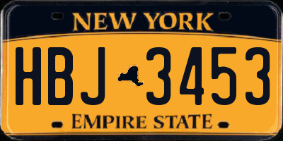 NY license plate HBJ3453