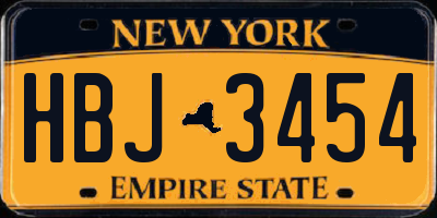 NY license plate HBJ3454