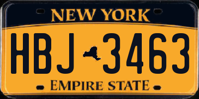 NY license plate HBJ3463