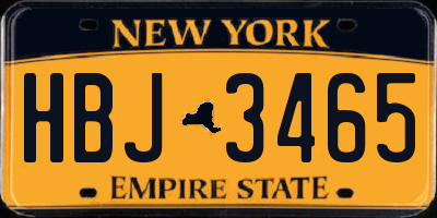 NY license plate HBJ3465