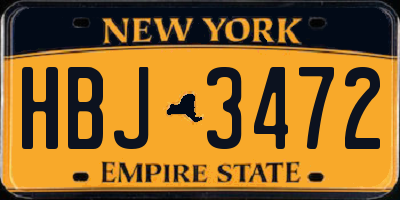 NY license plate HBJ3472