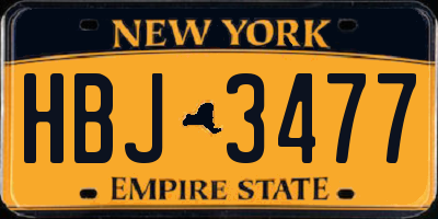 NY license plate HBJ3477