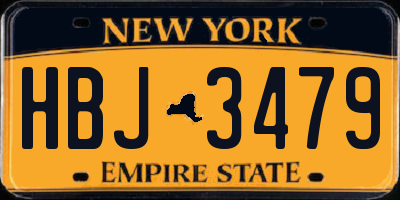NY license plate HBJ3479