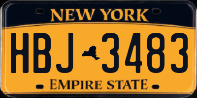NY license plate HBJ3483