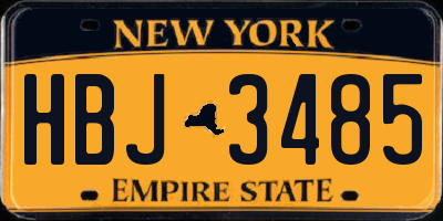 NY license plate HBJ3485