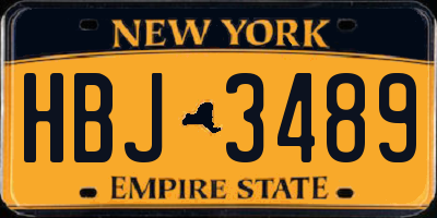 NY license plate HBJ3489