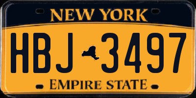 NY license plate HBJ3497