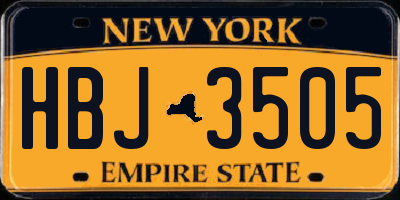 NY license plate HBJ3505