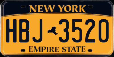 NY license plate HBJ3520