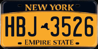NY license plate HBJ3526