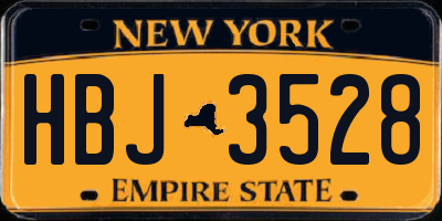 NY license plate HBJ3528